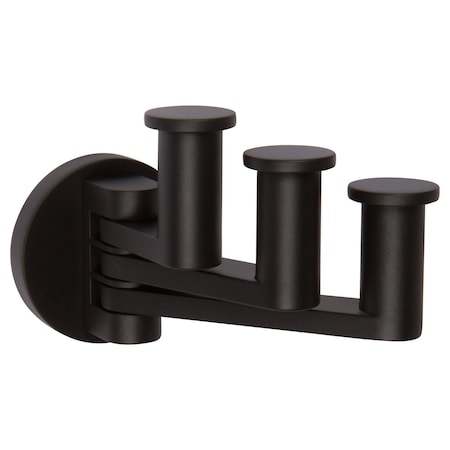 Ginger Triple Pivoting Robe Hook in Matte Black 4610T/MB